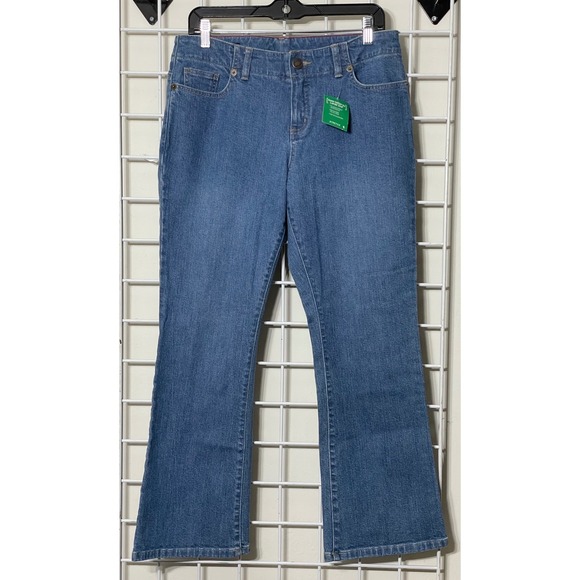 NWT Lands'‎ End Stretch Denim Jeans Bootcut medium Wash Women's 10P - Picture 3 of 8